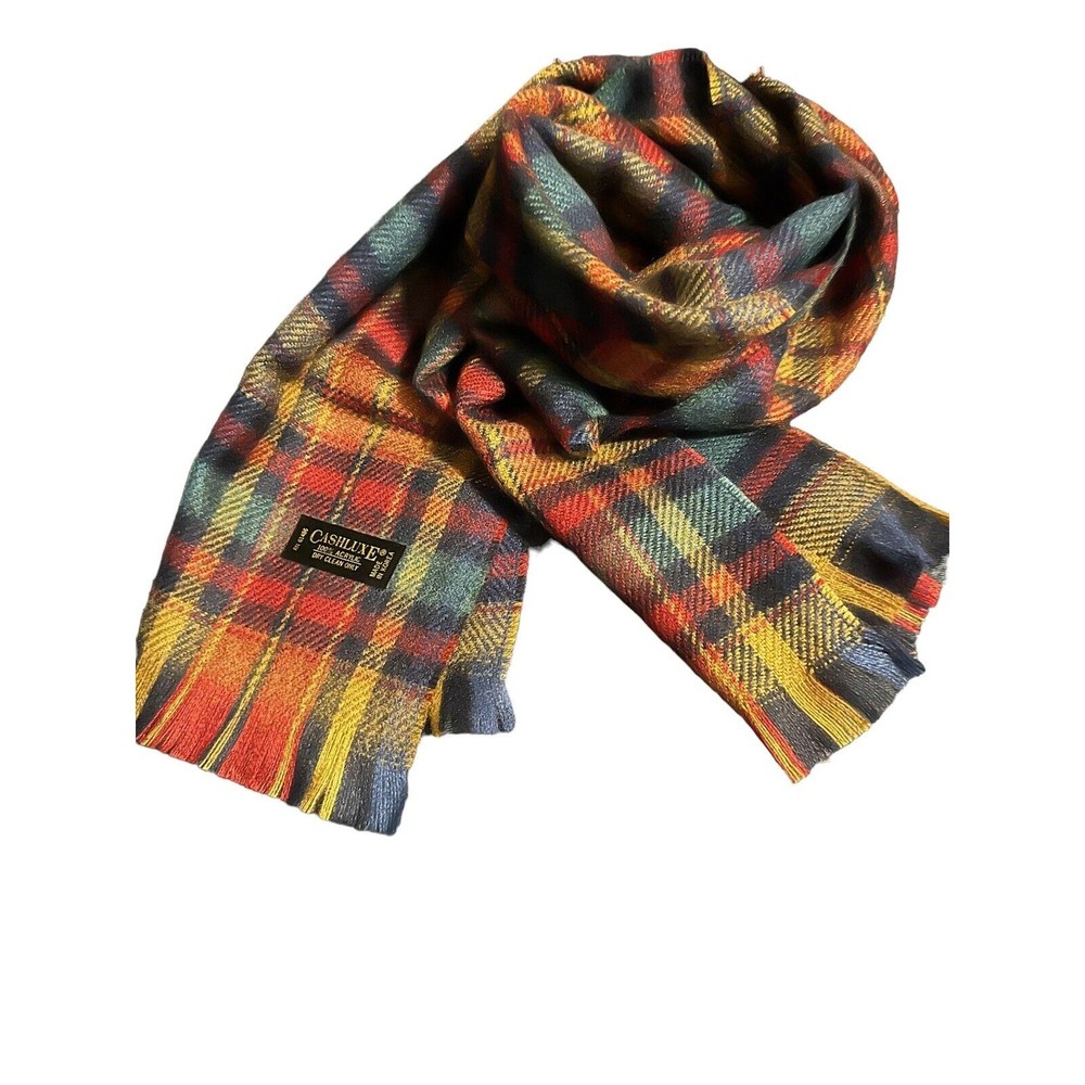 Plaid Cashluxe Rectangular Scarf Red Blue Green RN61486